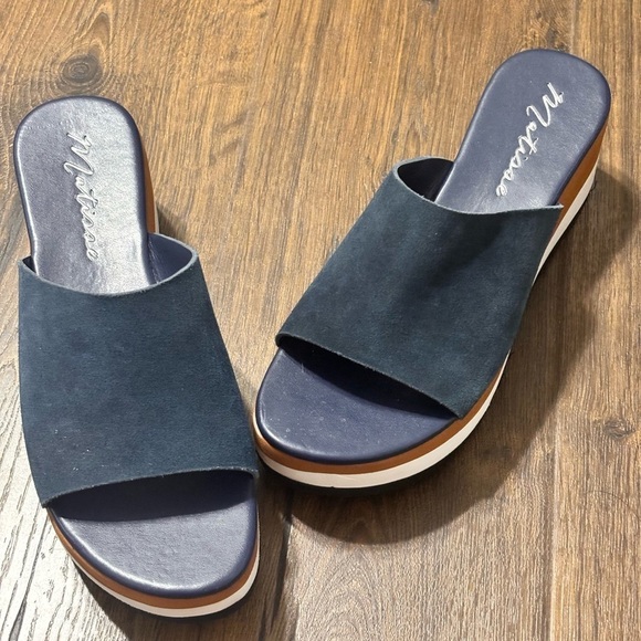 Matisse Femme suede Leather platform sandals in navy size 10 New - Picture 1 of 6